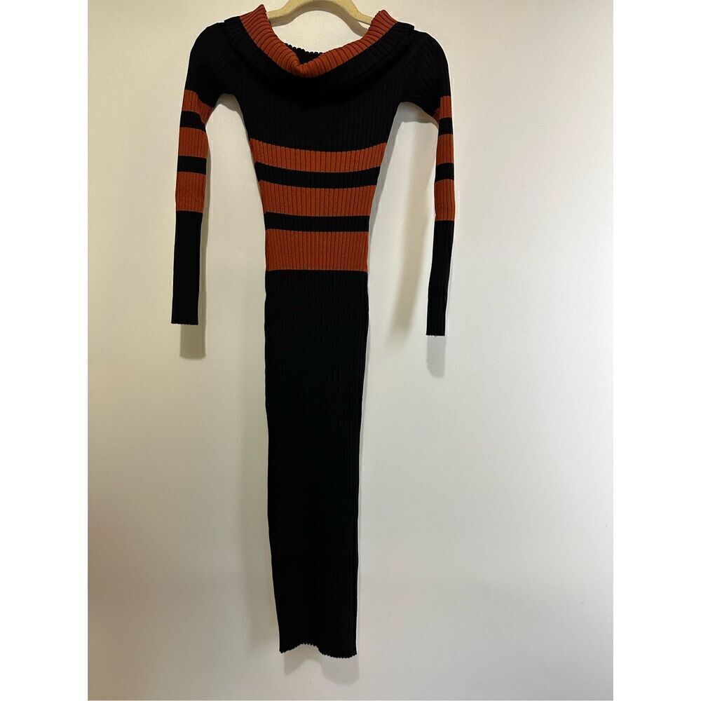 Black and orange midi knit dress - Picture 7 of 7